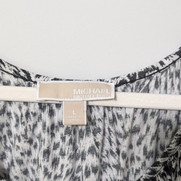 MICHAEL Michael Kors Peasant Blouse Leopard Print Black Women's Size L Shirt - Picture 5 of 9